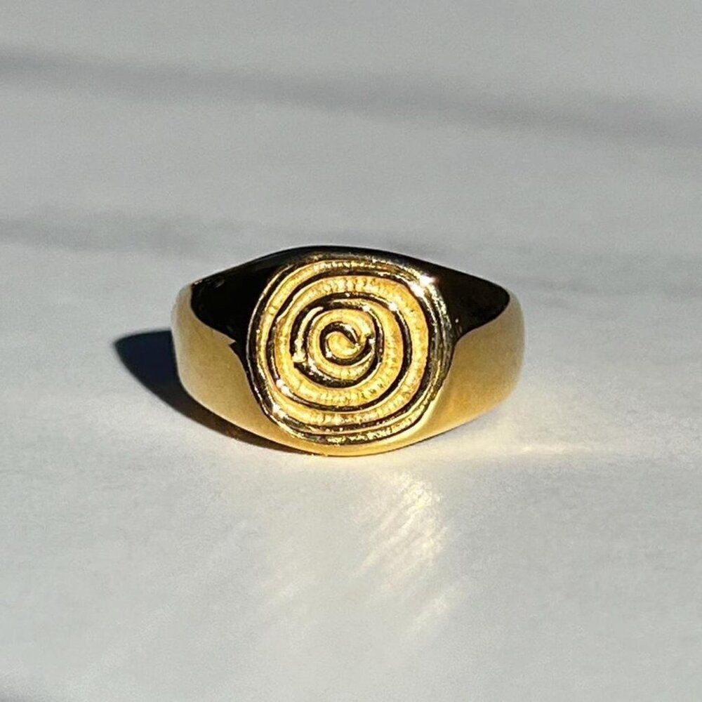 New! “Mila” Engraved Swirl Chunky Gold Ring